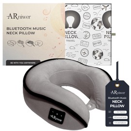 ARniwer Bluetooth Music Semicircular 360° Neck Pillow Plus Wireless Bluetooth Speaker Suitable Airplane,Train,Car,Office,Outdoor Camping for Sleeping, Resting The Best Travel Essentials. (Light Gray)