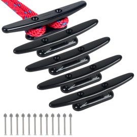 4 Inch Nylon Boat Cleats, Dock Cleats Black 6 Pack, Boat Dock Cleats with Bolts Ideal for Marine, Deck, Nautical Decor
