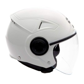 MMG Helmets Open Face Pilot Style Integrated Flip Up Visor DOT - Model 28 (White, Large)