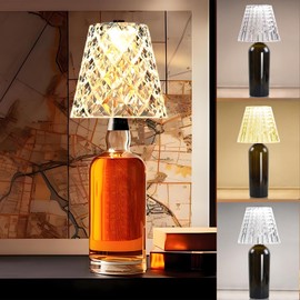 Fozxsvg Crystal Clear Bottle Light, Table lamp, Rechargeable LED Wine Lamp, Acrylic Lampshade, 2000mAh, 3 Colors, Bottle Lamp