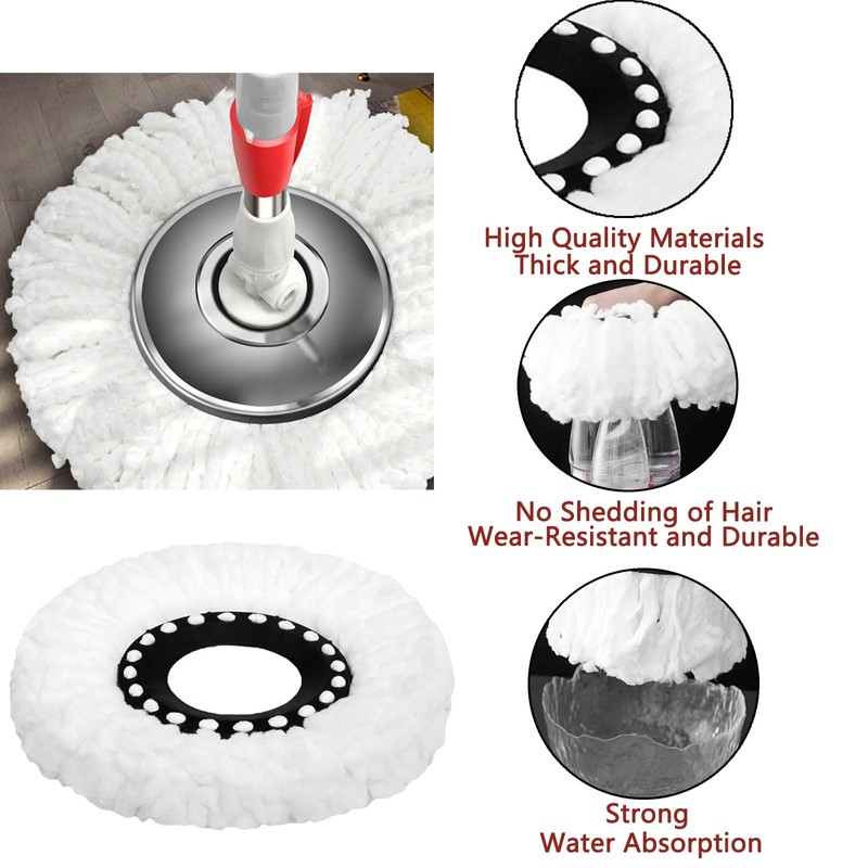 5 Pcs Mop Heads, Spin Mop Heads for Circular Swivel