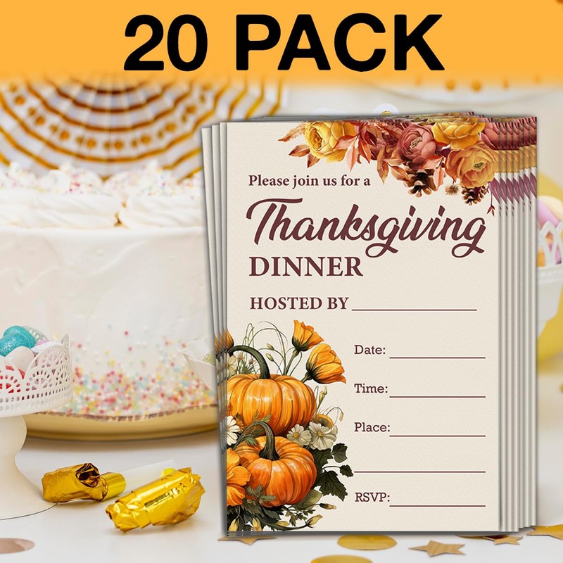 LyoGao Thanksgiving Party Invitations With Envelopes (20 Pack) - Fall