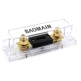 Baomain 1-Pack 180A ANL Fuse Holder Kit with Fuse - Gold-Plated Terminals, for Car Audio, Amplifiers, 12V/24V DC Systems, Compatible with 0/2/4 AWG Wires