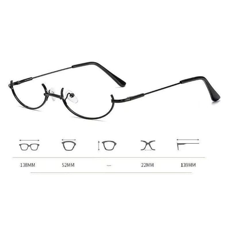 [カロカック] レンズ無し 眼鏡 伊達メガネ リムレス レンズ無し眼鏡 アンダーリム 下フレーム ハーフフレーム ゴスロリ