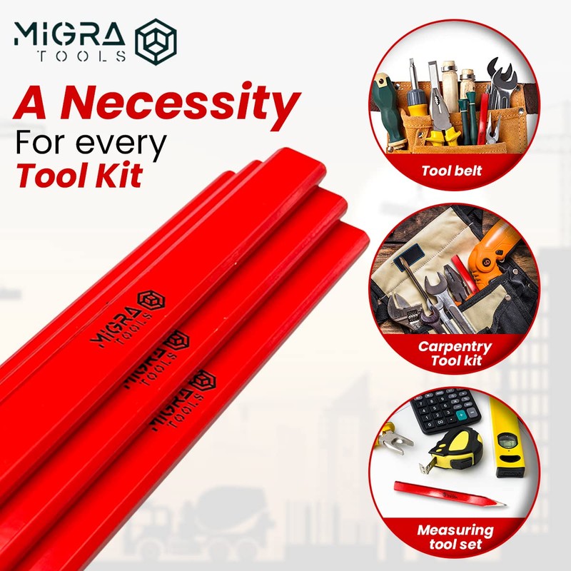 Migra Tools Carpenter Pencils - HB Builders Pencil Set with