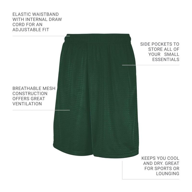 Russell Athletic Men's Mesh Pocket Shorts, Dark Green, XL