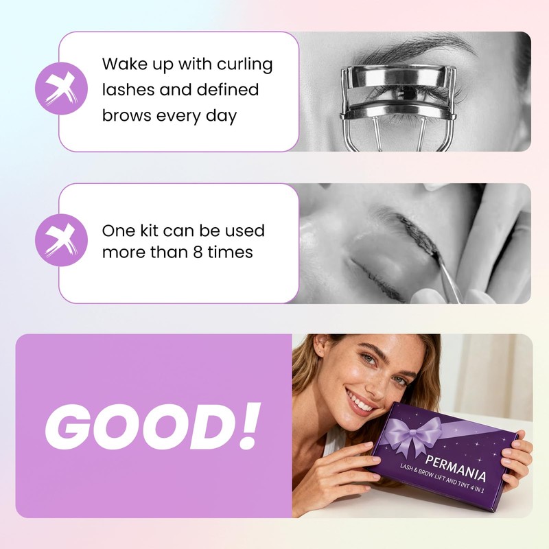 PERMANIA Lash Lift and Tint Kit for Lashes and Brows,