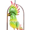 Deco 79 Metal Parrot Handmade Perched Windchime with Hanging Bell,