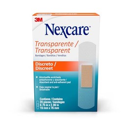 Nexcare, 3M, Venditas Impermeables , Protegen Heridas Menores, sin Látex, Sello de 360 Grados, Caja de 20, Transparentes