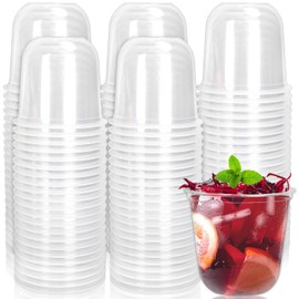 Whaline 120Pcs Disposable Plastic Stemless Wine Glasses Clear U-Shape Cocktail Cups Party Drinking Glass for Meeting Weddings Birthdays Cocktail Party Supplies, 12oz