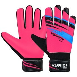 warrior gears Goalkeeper Gloves Kids, Football Goal Keepers Gloves, Goalie Gloves Kids with Double Wrist Protection, Junior Goalkeeper Gloves - For S-M Adult - Pink, 7