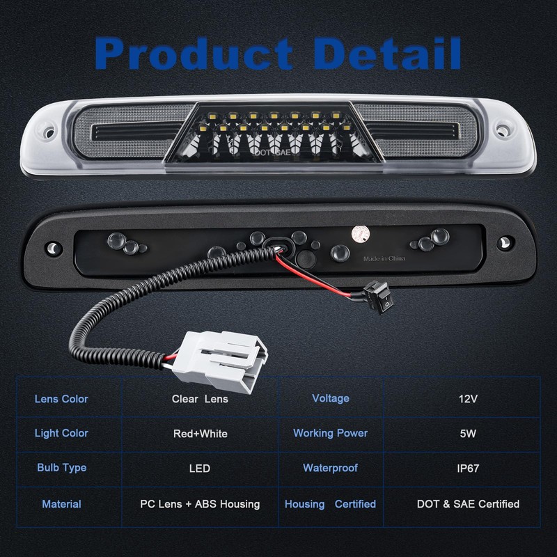 LED 3rd Third Brake Light Compatible with F250 F350 F450