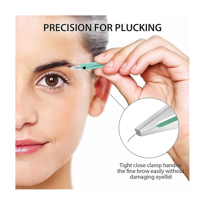 Slanted Eyebrow Tweezers Set, 9.5cm, Pastel Colors, 4 Pack