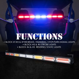 Xprite 36" COB LED Chase Strobe Light Bar, Offroad Safety Flashing Rear Lightbar w/Brake, Reverse and Turn Signal Light for UTV, ATV, Polaris RZR, Can-Am Maverick X3, Yamaha, Quad, Jeep - RRYBBYRR