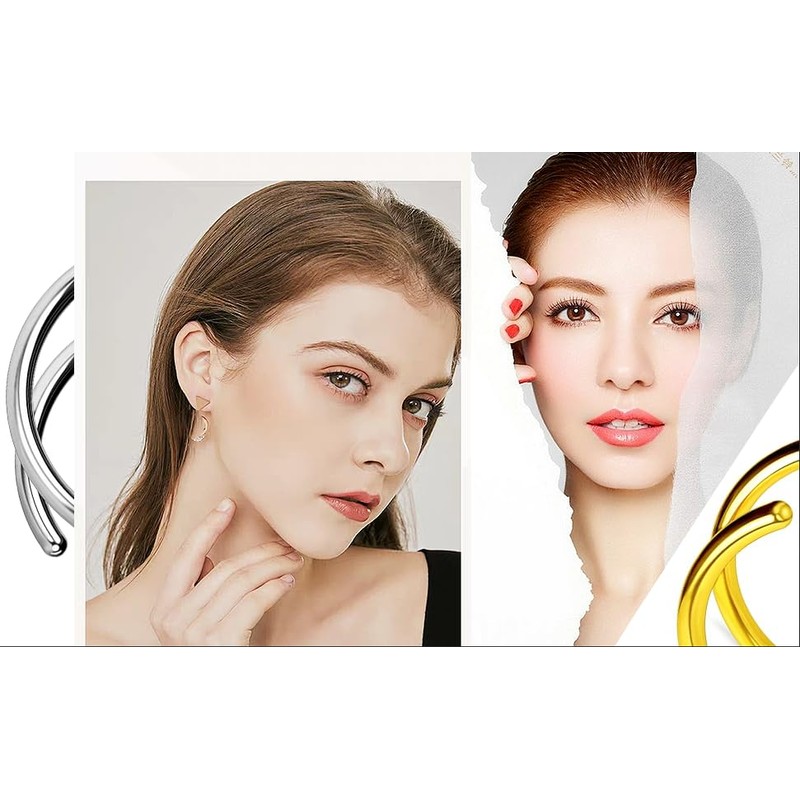 Tanreeqee Double Nose Rings - Spiral Hoops, Hypoallergenic Stainless Steel