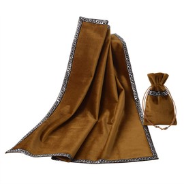 BLESSUME Altar Tarot Tablecloth Divination Wicca Velvet Cloth with Tarot Bag One Size (Yellow)
