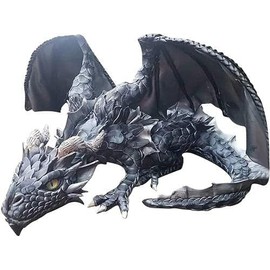 linlinfa Large Crouching Dragon Sculpture Dragon Guardian, Resin Garden Dragon Statues Outdoor Decoration, Gothic Dragon Sculpture Craft for Patio Front Garden Lawn Gargoyle Figures