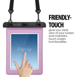 doupi Waterproof Protective Case 280x210mm for 9/10 inch Tablet Touchscreen Funktion Water Resistant Watertight Beach Bag, Pink