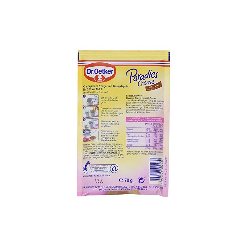 Dr. Oetker Paradise Creme Nougat Flavour, 70 g - Dessert