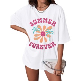 Summer Vibes Shirt Women Hawaiian Shirts Tropical Beach Summer Vacation T-Shirt Palm Tree Sunshine Graphic Tee Tops