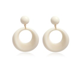 Hollow Round Acrylic Dangle Earrings Transparent Geometric Multi-Color Fashion Earrings for Women-Beige