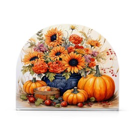 Napkin Holder Sunflower Pumpkin Crystal Clear Acrylic Napkin Holders, Paper Napkin Holder Dining Table Dispenser for Kitchen Restaurant Home Decor Bar Accessories