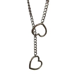 XioBingYou Heart Ring Slip Chain Necklace for Women Adjustable Link Chain Choker Cuban Necklace Long Lariat Y-Necklace for Men Jewelry Gift