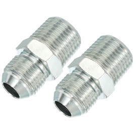 PATIKIL Hex Reducing Nipple Connectors Pipe Adapter 3/4" Male 37° Flare JIC x 1/2" Male NPT, 2 Pack Pipe Fitting Reducer Nipple Adapter Plated Steel Hydraulic Fitting