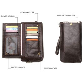 Contacts Frauen Echtes Leder RFID Blocking Card Münzhalter Kupplung Brieftasche (Kaffee)