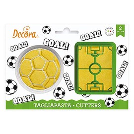 DECORA, 0255048 Football Cookie Cutters Set Ball Shape + Football Field Shape The Ideal Set for Making Fondant or Rubber Decorations, Made in Italy, Original Design Pack of 2