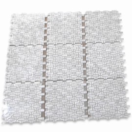 Stone Center Online C97XH Carrara White Carrera Marble Fretwork Interlock Mosaic Tile Honed