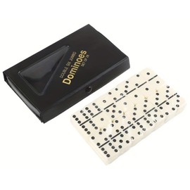 [Shandiny] Dominoes Indoor Toys, 1 Person Play, Recreation Game, Building Blocks, Dominoes Puzzle, 28 Pieces, Case Included, Black
