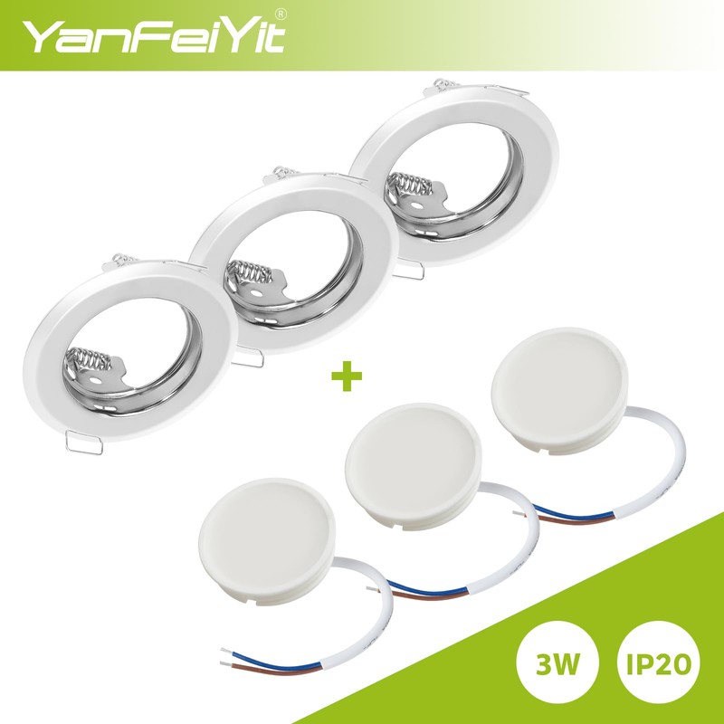 3 x LED Recessed Spotlight Round Chrome 3 Watt 230