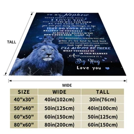 AEEZO to My Nephew Blanket from Uncle Nephew Gift from Aunt Lion Blanket for Sofa Bedroom Warm Cozy Flannel Blanket Christmas Birthday Gift for Nephew 50x60 Inch