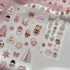 Pink Christmas Nail Art Stickers 5D Embossed Xmas Tree Snowflake
