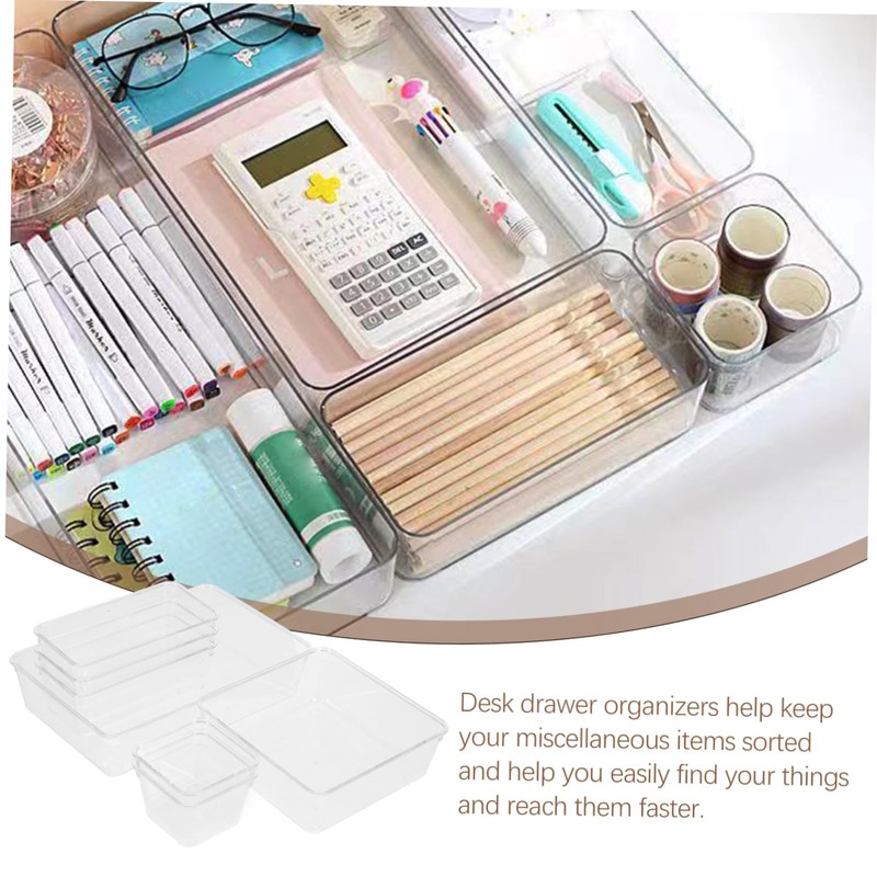 iplusmile 7pcs Desk Drawer Organizer Plastic Storage Bins Versatile Organizer