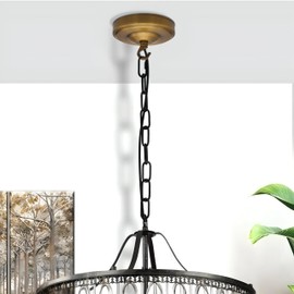 LEDSone Vintage Single Out Ceiling Rose Hook Plate for Light Fitting Chandelier,105mm Metal Antique Side Fitting Ceiling Plate with Accessories (Yellow Brass)