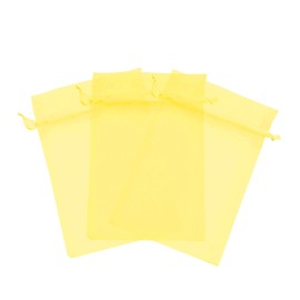 100 Pcs Yellow 5x7 Sheer Drawstring Organza Bags Jewelry Pouches Wedding Party Favor Gift Bags Gift Bags Candy Bags [Kyezi Design and Craft]