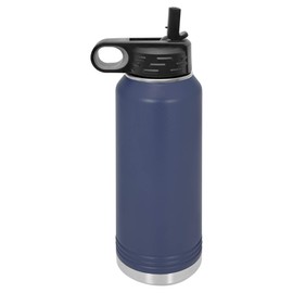 Polar Camel 32 oz Stainless Steel Water Bottle with Flip Top Lid and Straw (Navy Blue)