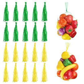 uxcell 100pcs Reusable Produce Mesh Bags, 20 Inch x 1.6 Inch, Polypropylene (PP), Drawstring Closure, Green, Breathable, Rectangular, Weaved/Knitted Mesh, Holds Eggs, Fruits, Vegetables, Seafood