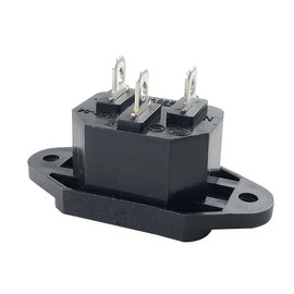 IEC Connector Socket C-14, Maximum Load 10 A/250 V with 2 Hole Frame Mounting, 3-Pin IEC Panel, Black, Solder Connection