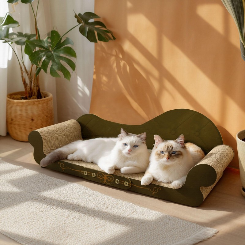 DWCN 26" Large Cat Scratcher Bed, Durable Cardboard Cat Couch