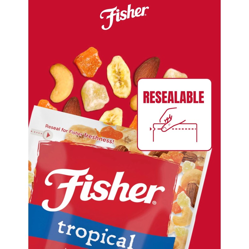 Fisher Tropical Trail Mix 3.5 oz Pack of 6 Resealable