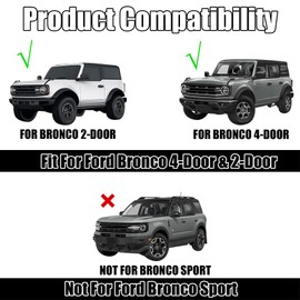 Hood Deflector Hood Protector Compatible with Ford Bronco 2/4 2024 2023 2022 2021 Matte Black Hood Protector Bug Deflector Stone Guard(Not for Bronco Sports)