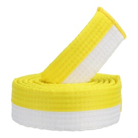 PATIKIL Taekwondo Colored Ranking Belt, 1.6" x5.2Ft 1.6M Polyester Martial Arts Judo Karate Belt for Coach Teaching Practice, White-Yellow