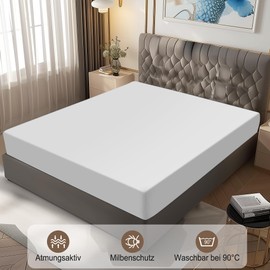 DUNSOO Mattress Protector 160 x 200 cm Waterproof and Breathable Incontinence Pad Washable Hygienic Anti-Mite Mattress Cover (White) (White, 140 x 200 cm)