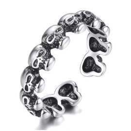 Elegantes Gothic Retro Skeleton Skull Opening Ring Punk Hip Hop Men Women Party Jewelry