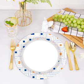 LDFDRT 7 inch Paper Plates 50 Pcs Party Dessert Plates Dinner Tableware For Birthday Picnic Party Decoration (white square)