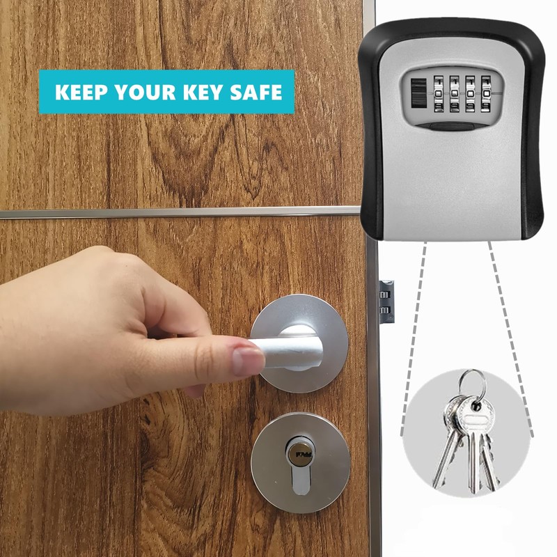 Jsdoin Key Safe Wall Mounted 4-Position Combination Key Lock Box