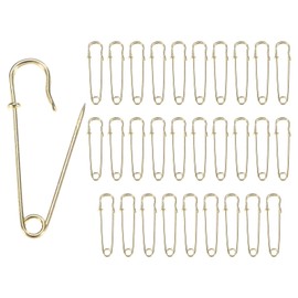 M METERXITY 30-Pack Large Safety Pins, 1.5" Spring Lock Pins Blanket Bulk Pins for Fashion/Clothes/Sewing/Quilting/Upholstery/Laundry/DIY Craft/Decorative, Big Safety Pins [Gold]